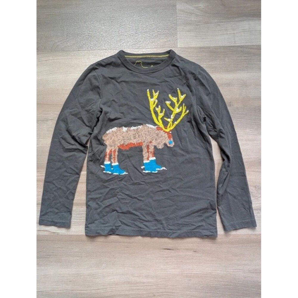 Mini Boden Superstitch Reindeer Longsleeve T-shirt, 7-8Y (U1)